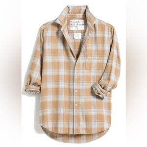 Frank & Eileen - Eileen Relaxed Button-Up - Camel and Grey Plaid Flannel - Large